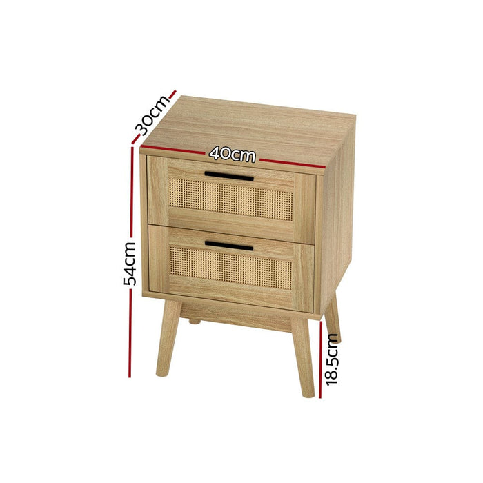Artiss Bedside Tables Rattan 2 Drawers Side Table
