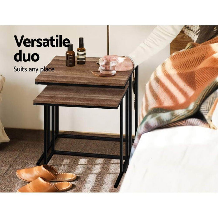 Artiss Coffee Table Nesting Side Tables Wooden Rustic
