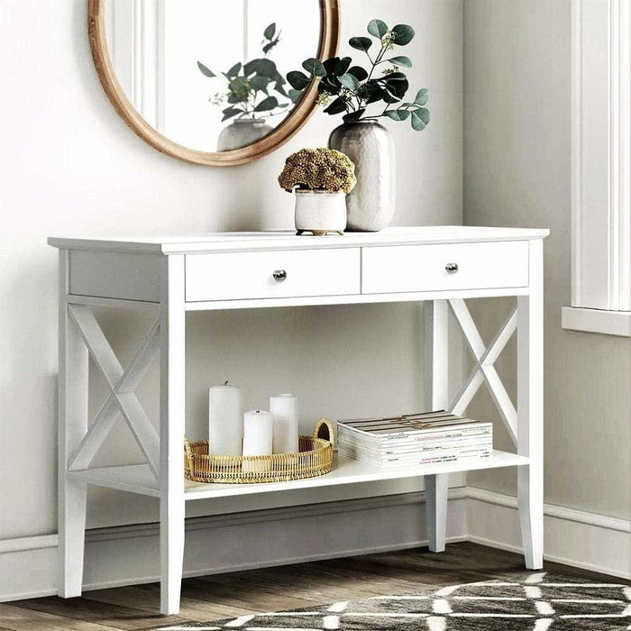 Artiss Console Table Hall Side Entry 2 Drawers Display