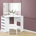 Artiss Corner Dressing Table With Mirror Stool White