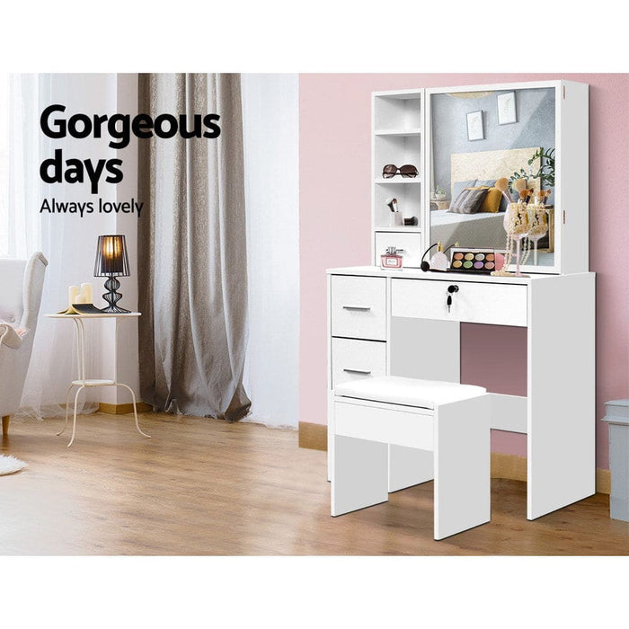 Artiss Dressing Table Stool Mirror Jewellery Cabinet Makeup