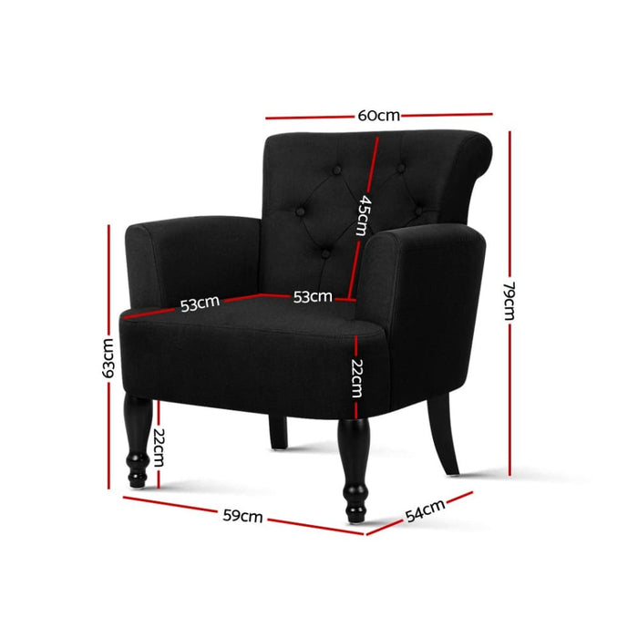 Artiss French Lorraine Chair Retro Wing - Black