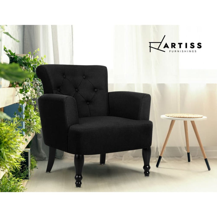 Artiss French Lorraine Chair Retro Wing - Black
