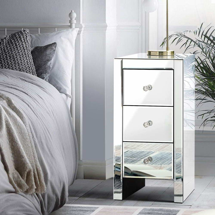Artiss Mirrored Bedside Table Drawers Furniture Mirror