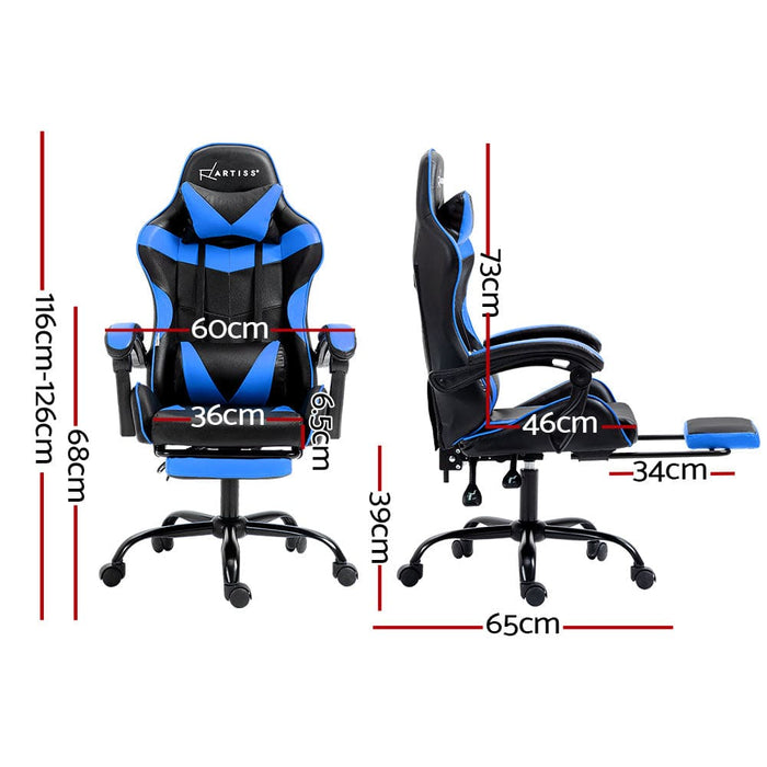 Artiss Office Chair Leather Gaming Chairs Footrest Recliner