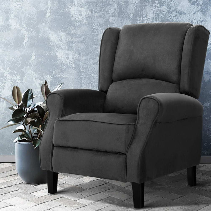 Artiss Recliner Chair Adjustable Sofa Lounge Soft Suede
