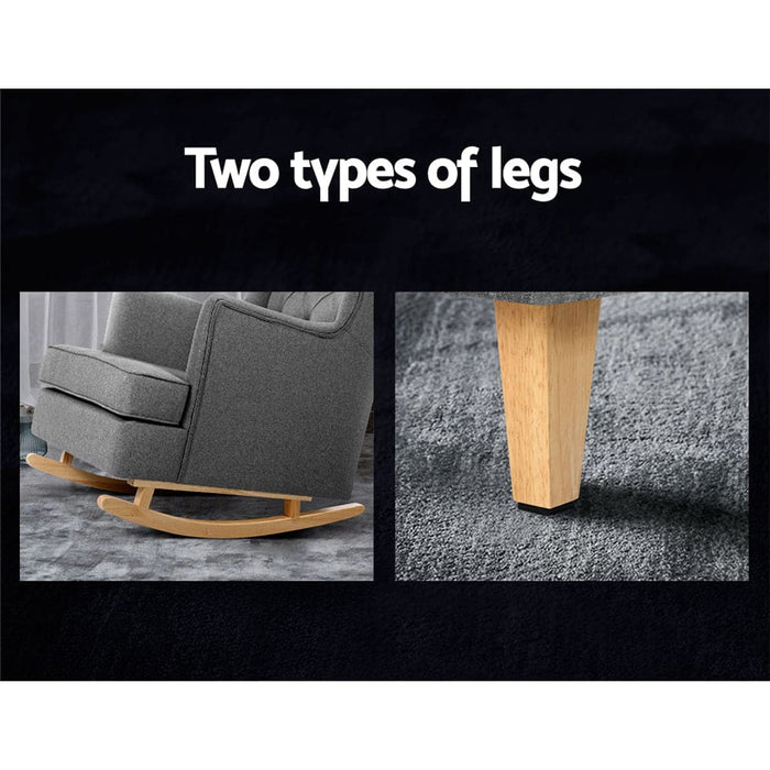 Artiss Rocking Armchair Feeding Chair Linen Fabric