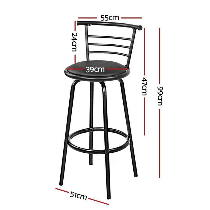 Artiss Set of 4 Pu Leather Bar Stools - Black and Steel