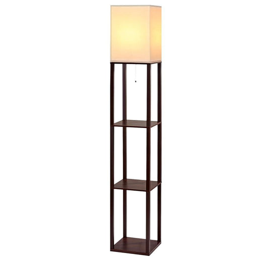 Artiss Shelf Floor Lamp Vintage Wood Reading Light Storage