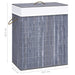 Bamboo Laundry Basket Grey 83 l Txbipl