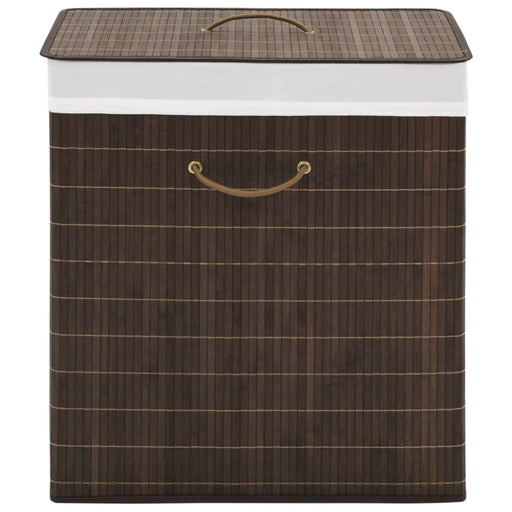 Bamboo Laundry Bin Rectangular Dark Brown Xaxixl