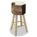 Bar Stool Real Leather And Solid Teak Wood Gl7445