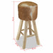 Bar Stool Real Leather And Solid Teak Wood Gl7445