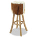 Bar Stool Real Leather And Solid Teak Wood Gl7445