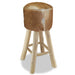 Bar Stool Real Leather And Solid Teak Wood Gl7445