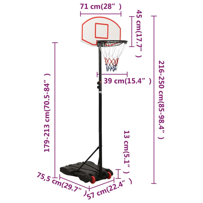 Basketball Stand White 216-250 Cm Polyethene Ktlpp