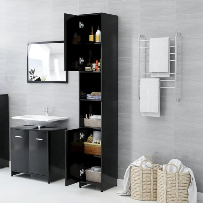 Bathroom Cabinet Black 30x30x183.5 Cm Chipboard Nbxpkn