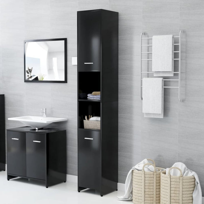 Bathroom Cabinet Black 30x30x183.5 Cm Chipboard Nbxpkn