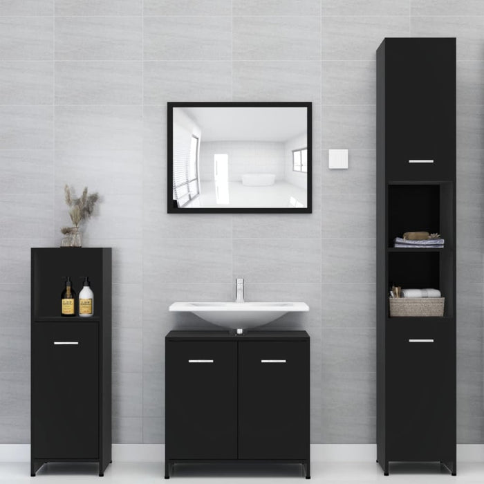 Bathroom Cabinet Black 30x30x183.5 Cm Chipboard Nbxpkn