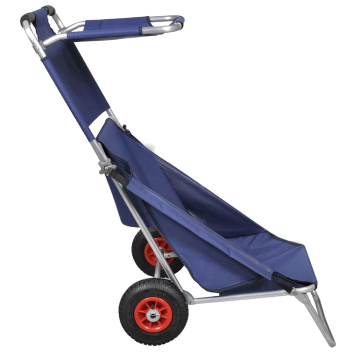 Beach Trolley With Wheels Portable Foldable Blue Kbaal