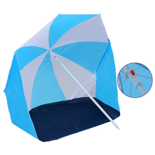 Beach Umbrella Shelter Blue and White 180 Cm Fabric Ainbi