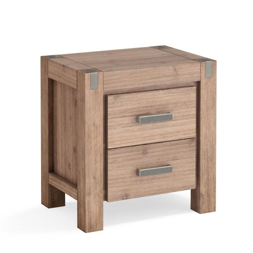 Bedside Table 2 Drawers Night Stand Solid Wood Acacia Oak