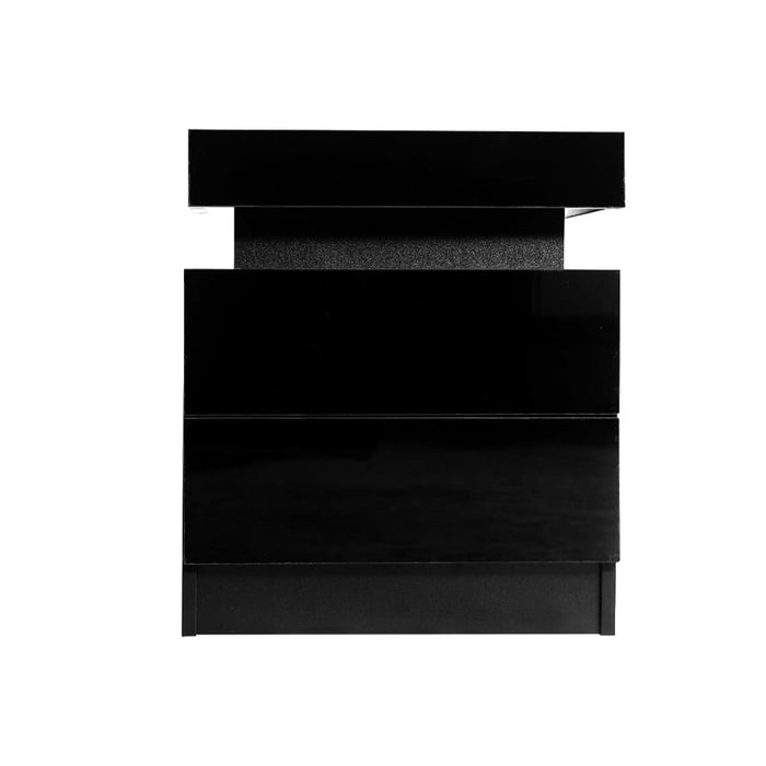 Bedside Tables Drawers Rgb Led Side Table High Gloss