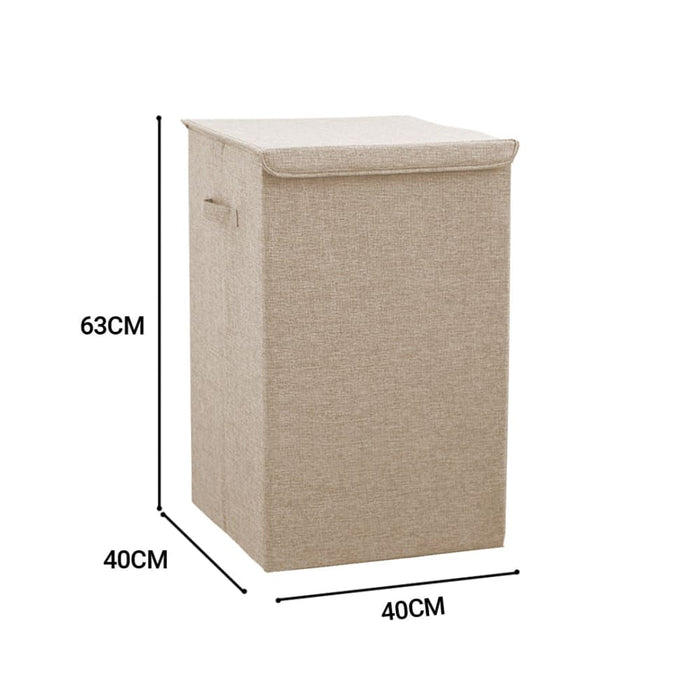 2x Beige Large Collapsible Laundry Hamper Storage Box