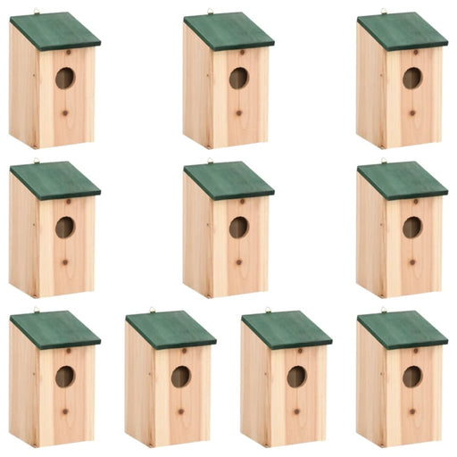 Bird Houses 10 Pcs Solid Firwood 12x12x22 Cm Toanop