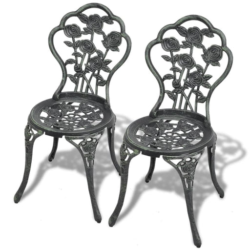 Bistro Chairs 2 Pcs Cast Aluminium Green Atoip