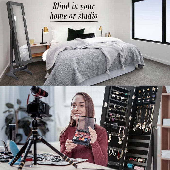 Black Mirror Jewellery Cabinet Lowe 146cm Organiser 2