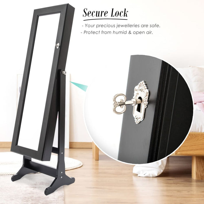 Black Mirror Jewellery Cabinet Lowe 146cm Organiser 2