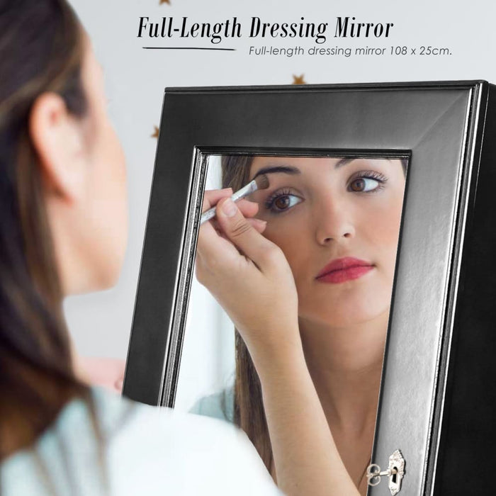 Black Mirror Jewellery Cabinet Lowe 146cm Organiser 2