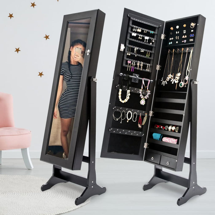 Black Mirror Jewellery Cabinet Lowe 146cm Organiser 2