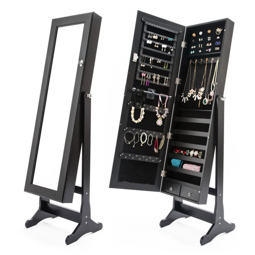 Black Mirror Jewellery Cabinet Lowe 146cm Organiser 2