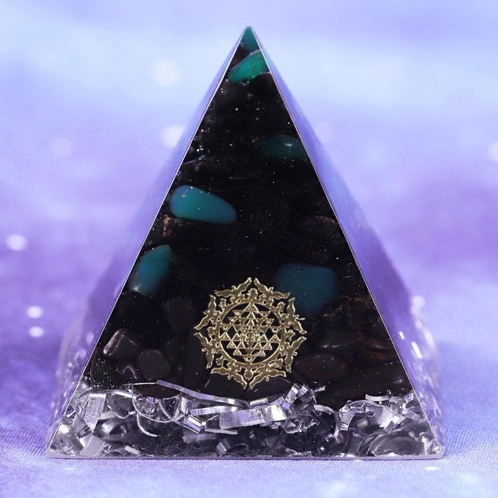 Black Tourmaline Orgonite Pyramid Hematite Crystal Chakra