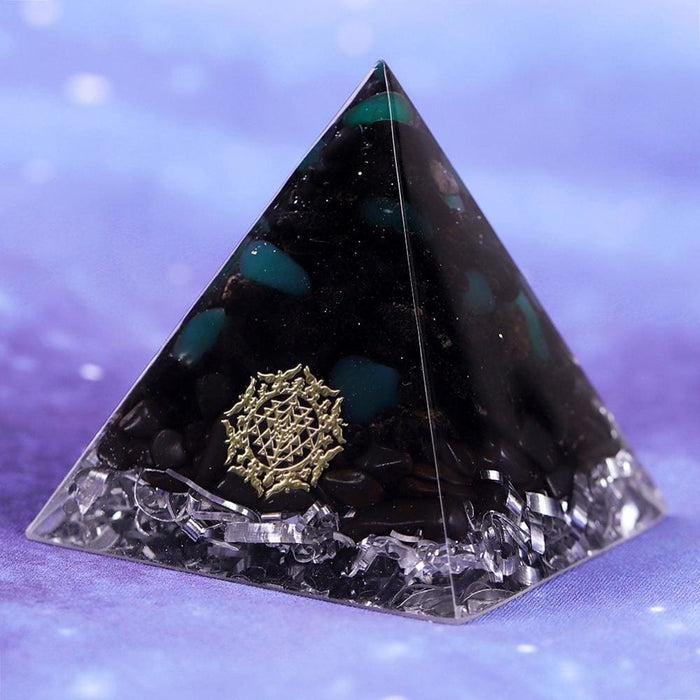 Black Tourmaline Orgonite Pyramid Hematite Crystal Chakra