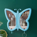2x Blue Butterfly Shape Wall-mounted Makeup Organiser