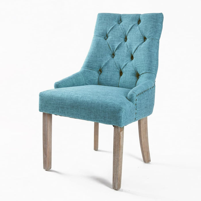 Blue French Provincial Dining Chair Amour Oak Leg
