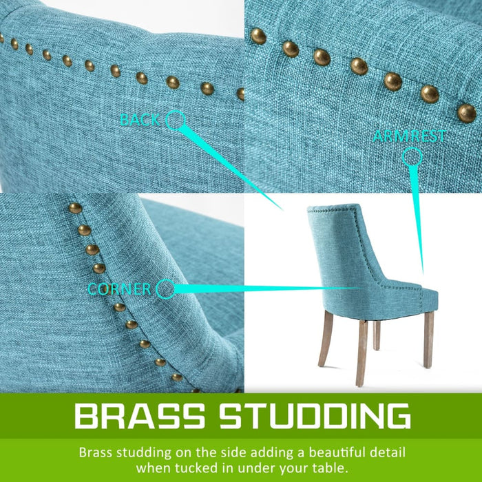 Blue French Provincial Dining Chair Amour Oak Leg