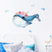 Blue Whale Fish with Underwater Seaweeds Wall Sticker