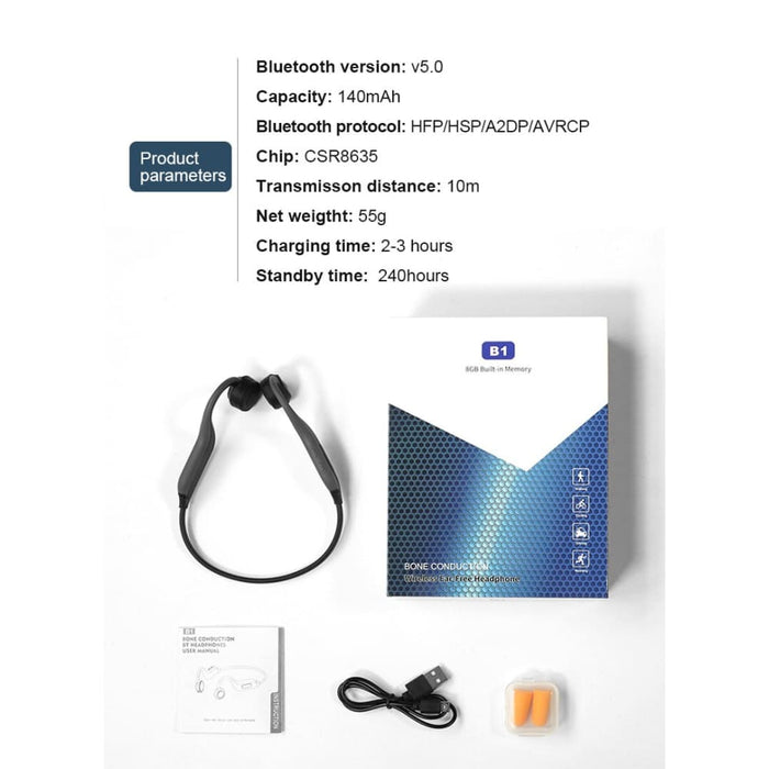 Bluetooth 5.0 Bone Conduction Built - in 8g Memory Card