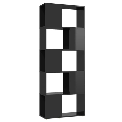 Book Cabinet Room Divider Glossy Look Black 60x24x155 Cm