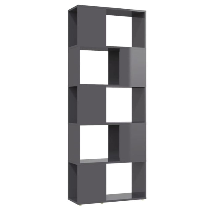 Book Cabinet Room Divider Glossy Look Grey 60x24x155 Cm