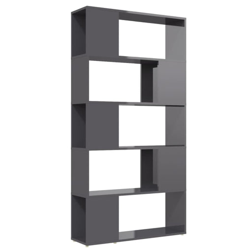 Book Cabinet Room Divider Glossy Look Grey 80x24x155 Cm