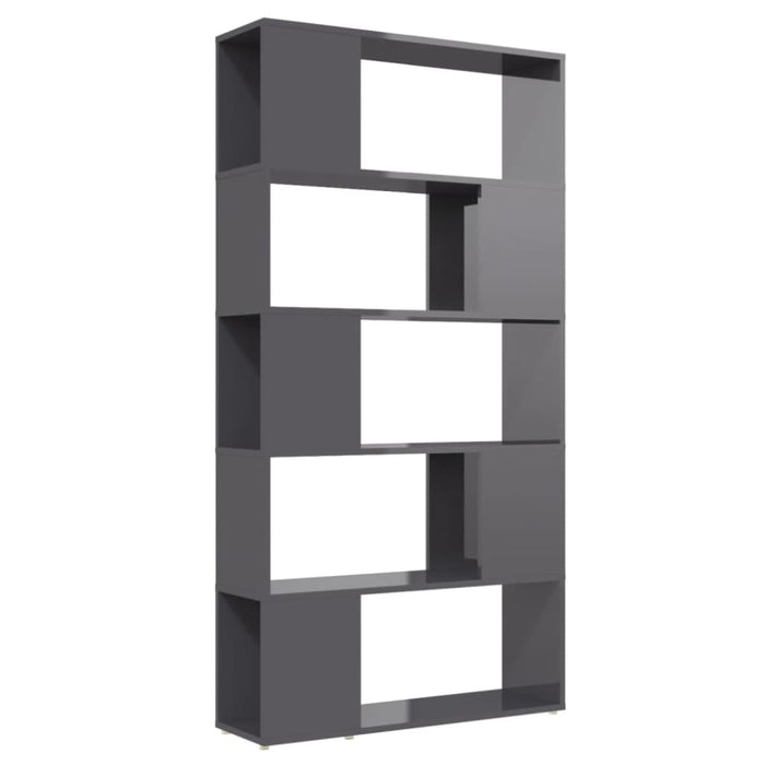 Book Cabinet Room Divider Glossy Look Grey 80x24x155 Cm