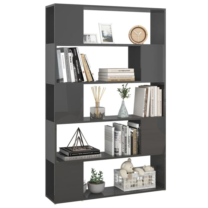 Book Cabinet Room Divider Glossy Look Grey Chipboard Nbkxbp