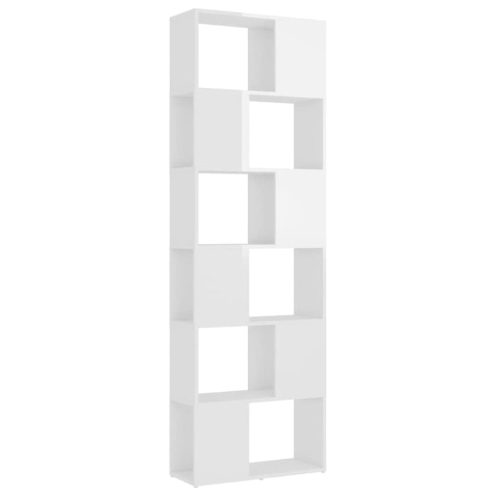 Book Cabinet Room Divider Glossy Look White 60x24x186 Cm