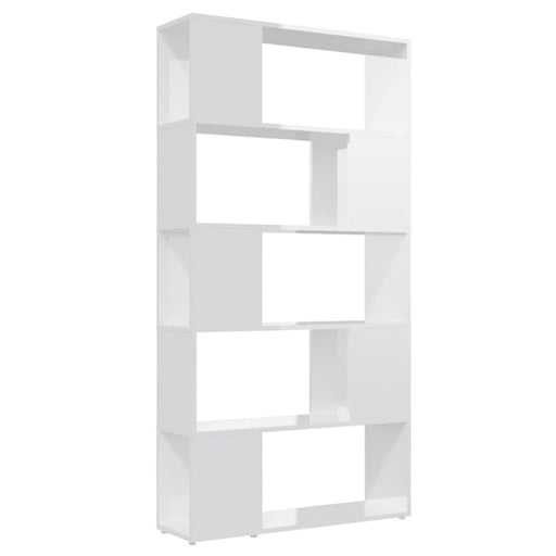 Book Cabinet Room Divider Glossy Look White 80x24x155 Cm