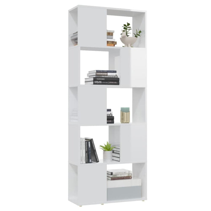 Book Cabinet Room Divider Glossy Look White Nbkbkp
